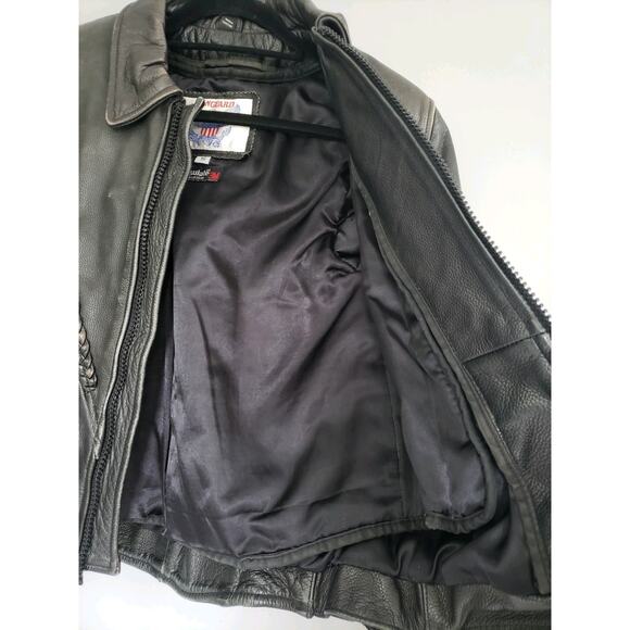 Vintage Vanguard Cowhide Black Leather Jacket Small MOTORCYCLE RIDING LINED 90s - Picture 6 of 16